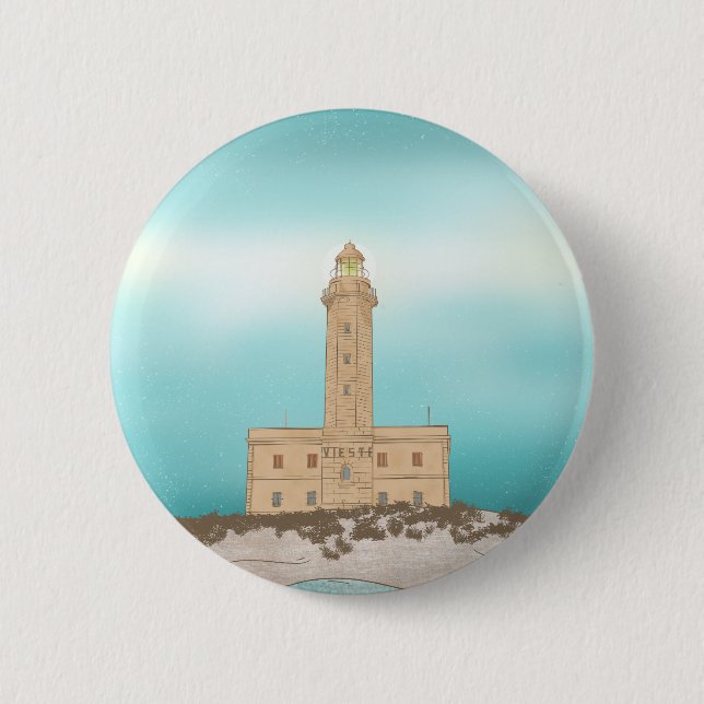 Badge Rond 5 Cm Phare de Vieste Italie (Devant)