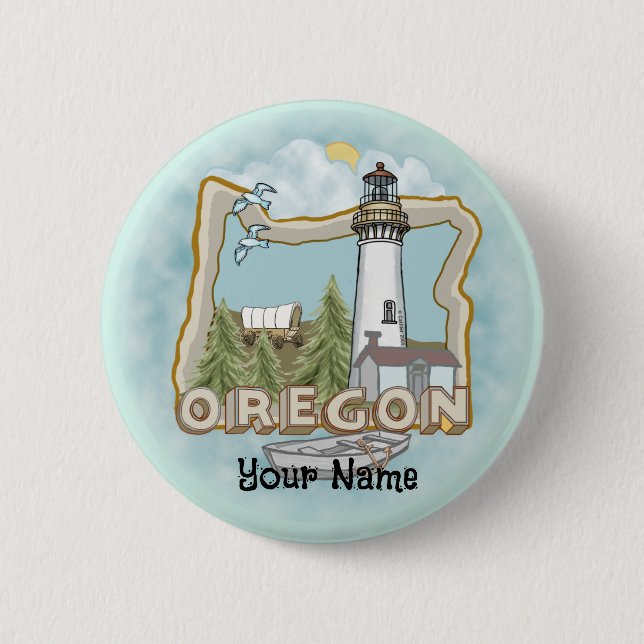 Badge Rond 5 Cm Phare d'Oregon (Devant)
