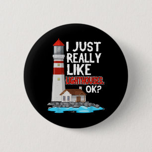 Badge Rond 5 Cm Phare J'aime vraiment les phares au bord de la mer