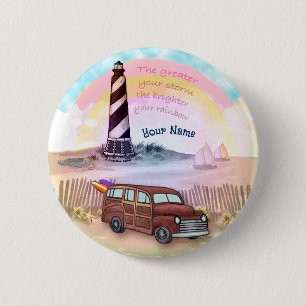 Badge Rond 5 Cm Phare Stormy Rainbow