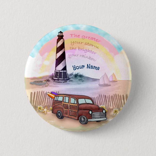 Badge Rond 5 Cm Phare Stormy Rainbow (Devant)