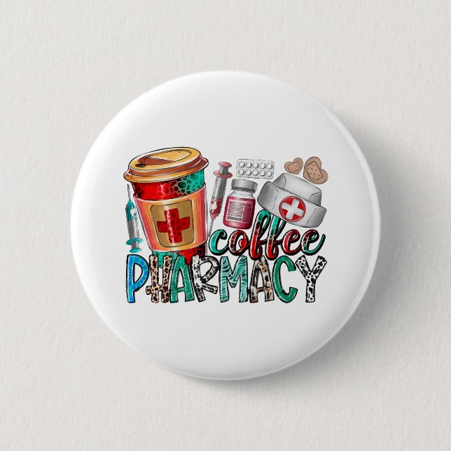 Badge Rond 5 Cm Pharmacie café (Devant)