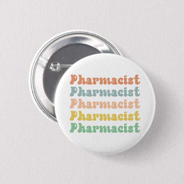 Badge Rond 5 Cm Pharmacien Retro Super (Devant & derrière)