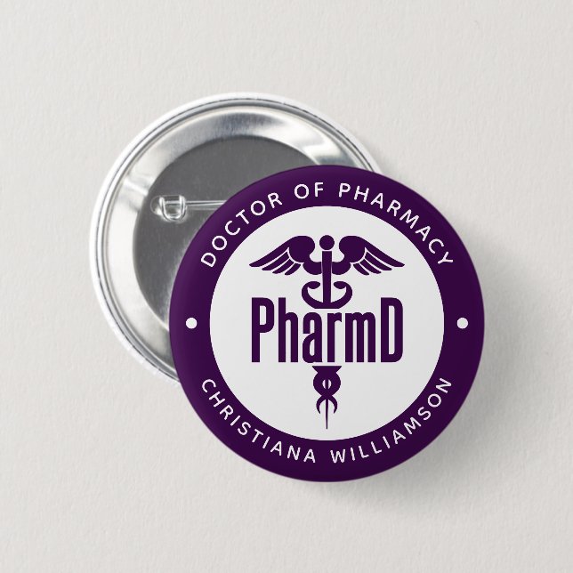 Badge Rond 5 Cm PharmD Docteur en pharmacie Pharmacy Graduation Ph (Devant & derrière)