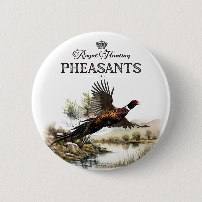 Badge Rond 5 Cm Phéasants, Chasse royale (Devant)
