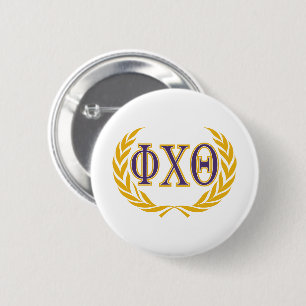 Badge Rond 5 Cm Phi Chi Theta Grecques à la Couronne