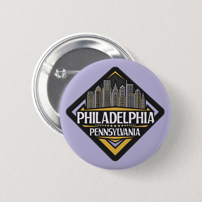 Badge Rond 5 Cm Philadelphie Pennsylvanie (Devant & derrière)