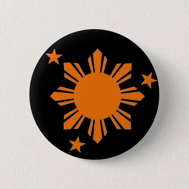 Badge Rond 5 Cm Philippin orange Sun/bouton d'étoiles (Devant)