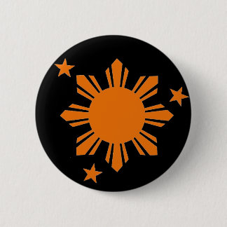 Badge Rond 5 Cm Philippin orange Sun/bouton d'étoiles