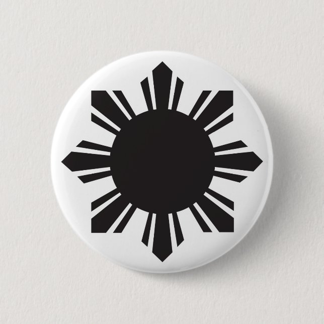 Badge Rond 5 Cm Philippin Sun - noir (Devant)