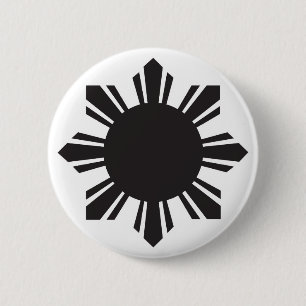 Badge Rond 5 Cm Philippin Sun - noir