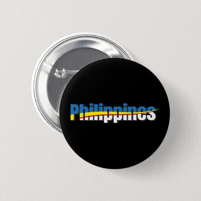 Badge Rond 5 Cm Philippines Flag Pride - Typographie Art (Devant & derrière)