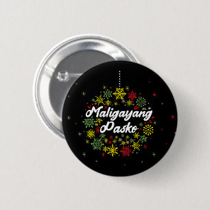 Badge Rond 5 Cm Philippines Noël Maligayang Pasko Snowflakes
