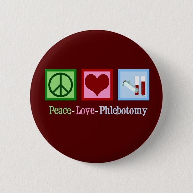 Badge Rond 5 Cm Phlebotomie Peace Love (Devant)