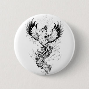 Badge Rond 5 Cm Phoenix Imaginaire animal sauvage Illustration Art