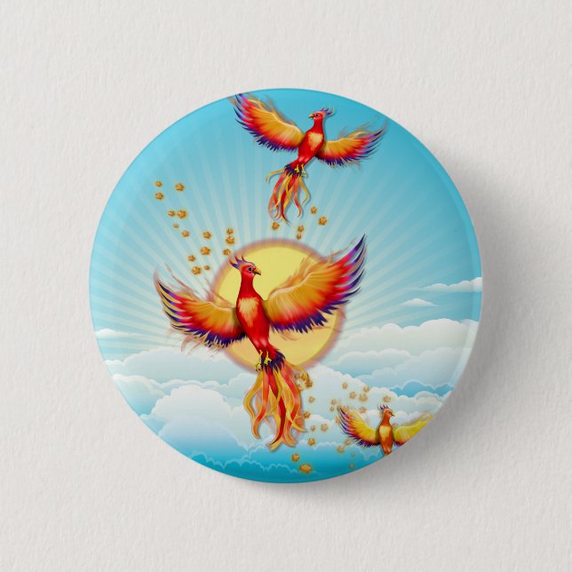 Badge Rond 5 Cm Phoenix - Levée d'oiseaux (Devant)