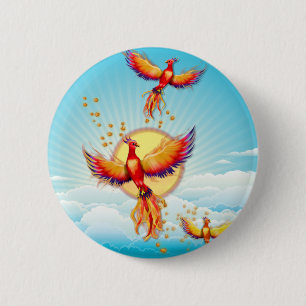 Badge Rond 5 Cm Phoenix - Levée d'oiseaux