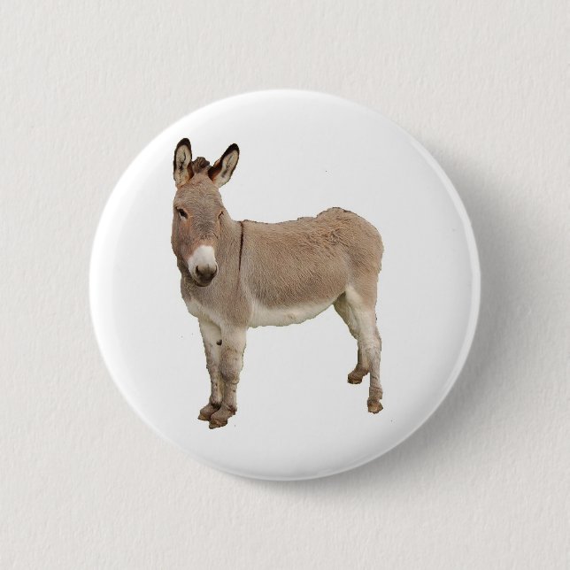 Badge Rond 5 Cm Photo de Burro à Donkey Cute (Devant)