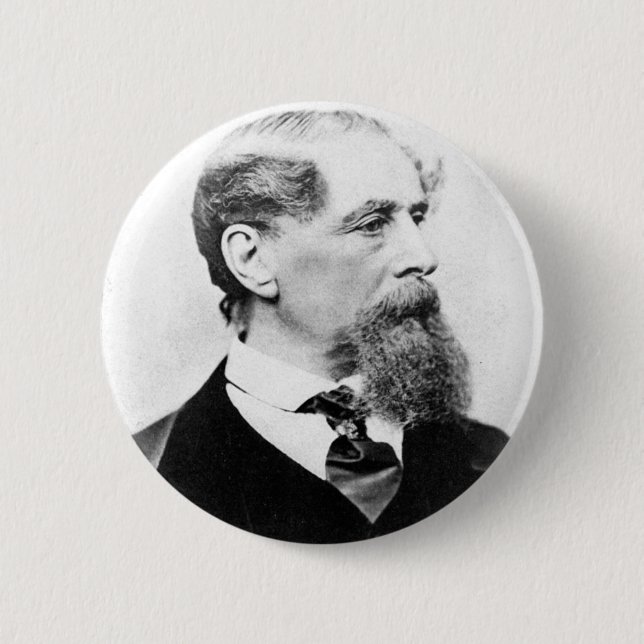Badge Rond 5 Cm Photo de Charles Dickens (Devant)