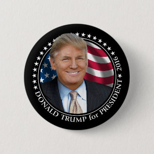Badge Rond 5 Cm Photo de Donald Trump - Président 2016