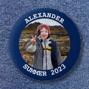 Badge Rond 5 Cm Photo de famille rond personnalisé bleu marine