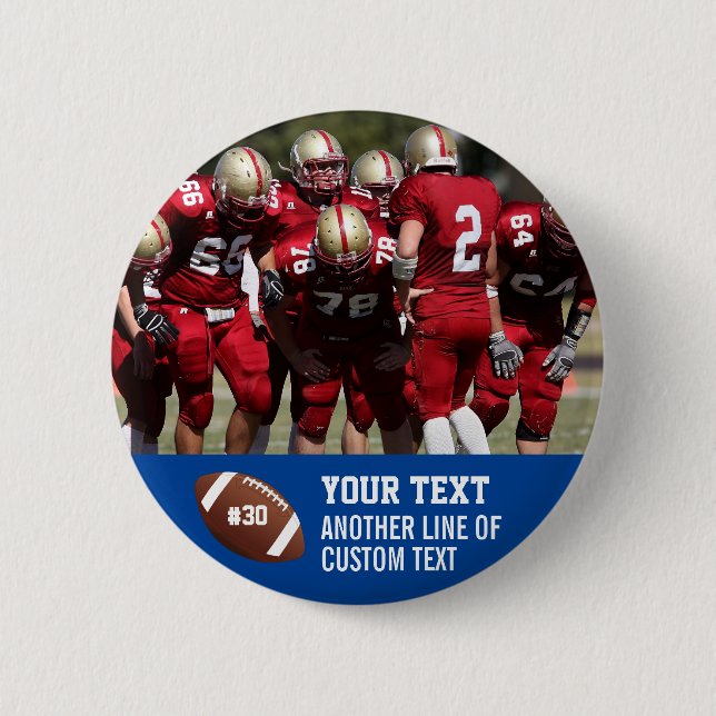 Badge Rond 5 Cm Photo de football personnalisé Nom et numéro Pinba (Devant)