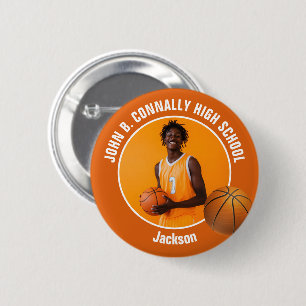 Badge Rond 5 Cm Photo de joueur de basket-ball orange Esprit de ly
