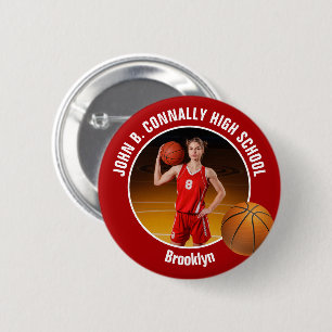 Badge Rond 5 Cm Photo de joueur de basket-ball rouge Esprit du lyc