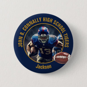 Badge Rond 5 Cm Photo de joueur de football américain au lycée ble