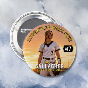 Badge Rond 5 Cm Photo de joueur de softball personnalisé