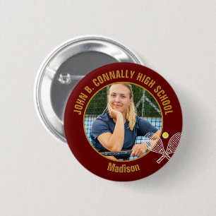 Badge Rond 5 Cm Photo de joueur de tennis Navy Blue Gold Lycée