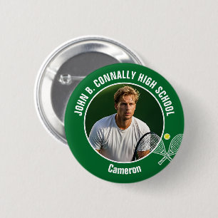 Badge Rond 5 Cm Photo de joueur de tennis vert Esprit de lycée