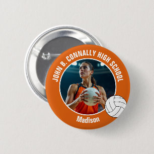 Badge Rond 5 Cm Photo de joueuse de volley-ball orange Esprit de l