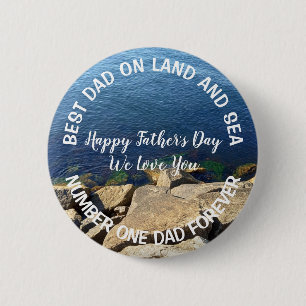 Badge Rond 5 Cm Photo de la Fête des pères Deep Blue Ocean Best Da