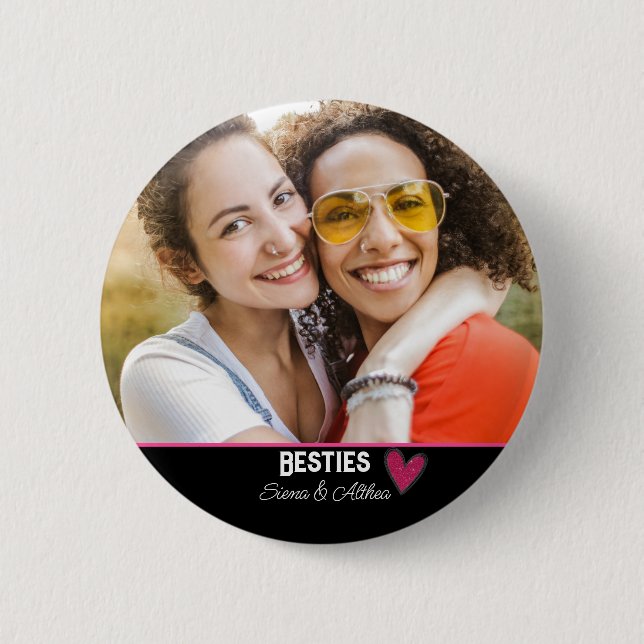 Badge Rond 5 Cm Photo de la meilleure amie moderne (Devant)
