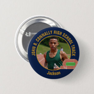 Badge Rond 5 Cm Photo de l'équipe de course sur piste en bleu mari