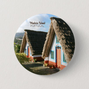 Badge Rond 5 Cm Photo de l'île de Madère avec Maisons Typiques, Po