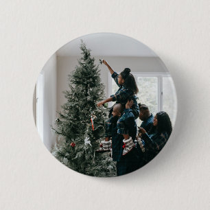 Badge Rond 5 Cm Photo de Noël personnalisé de famille
