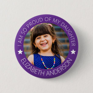 Badge Rond 5 Cm Photo de parent fière personnalisée