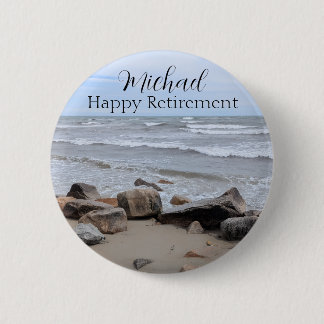 Badge Rond 5 Cm Photo de plage océanique avec message spécial et n