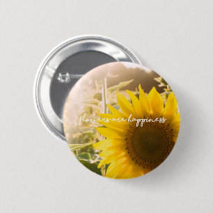 Badge Rond 5 Cm Photo de tournesol réel Champ Fleurs sont bonheur