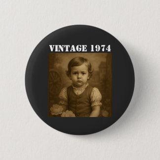 Badge Rond 5 Cm Photo d'enfance personnalisée et année Vintage per