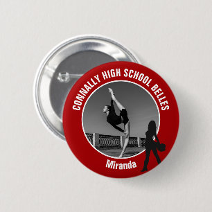 Badge Rond 5 Cm Photo d'équipe de drill rouge Danseuse de lycée