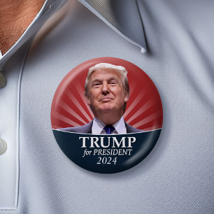 Badge Rond 5 Cm Photo Donald Trump - Président 2024