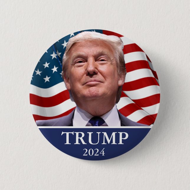 Badge Rond 5 Cm Photo Donald Trump - Président 2024 Pinback (Devant)