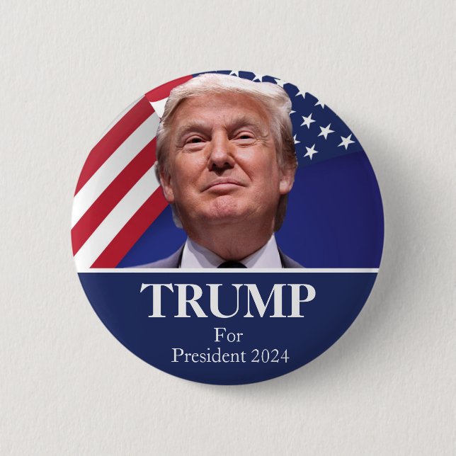 Badge Rond 5 Cm Photo Donald Trump - Président 2024 Pinback (Devant)