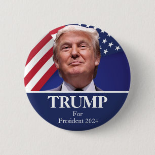 Badge Rond 5 Cm Photo Donald Trump - Président 2024 Pinback