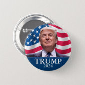 Badge Rond 5 Cm Photo Donald Trump - Président - assez dit (Devant & derrière)