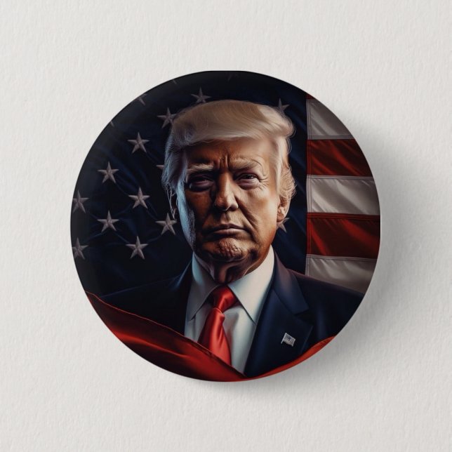 Badge Rond 5 Cm Photo Donald Trump - Présidentielle (Devant)