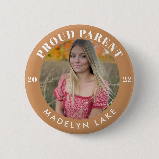 Badge Rond 5 Cm Photo du parent fier 2022 Graduation (Devant)